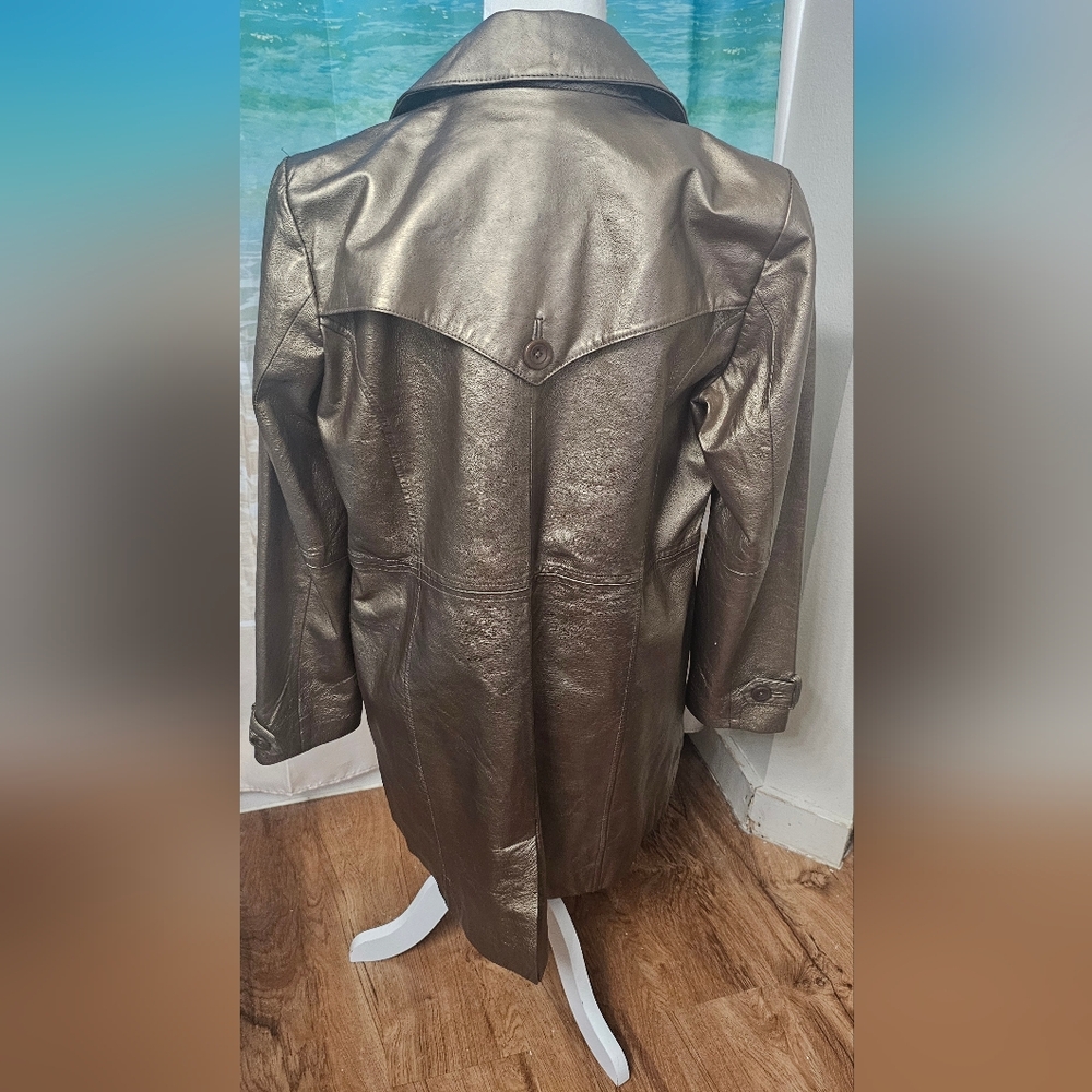 Metallic LEATHER Coat - Picture 4 of 5